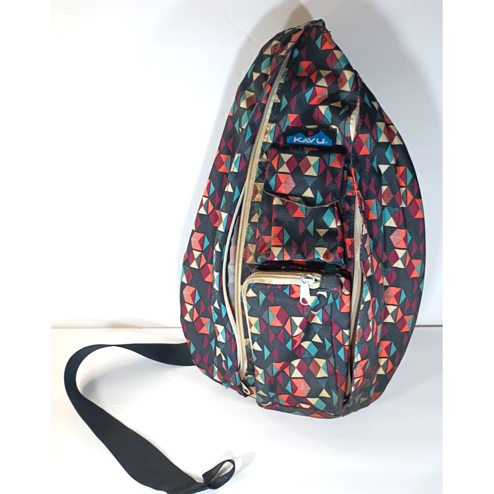 KAVU Jumble Dash Geometric Rope Sling Backpack Crossbody Cotton Canvas Retired